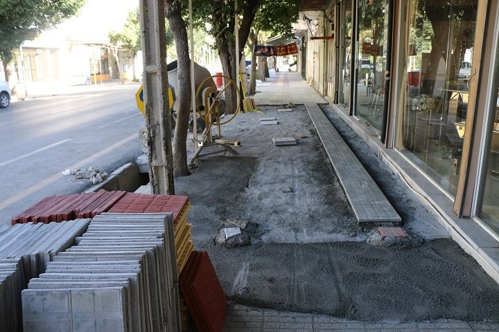 بلوک فرش پیاده رو خیابان امام خمینی (ره) و خیابان شهید توسلی